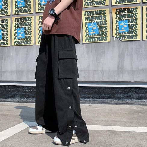 Arynna Goth Baggy Cargo Pants with Pockets for Men Women Y2K Straight Leg Joggers Casual Streetwear Loose Pants in Kuwait