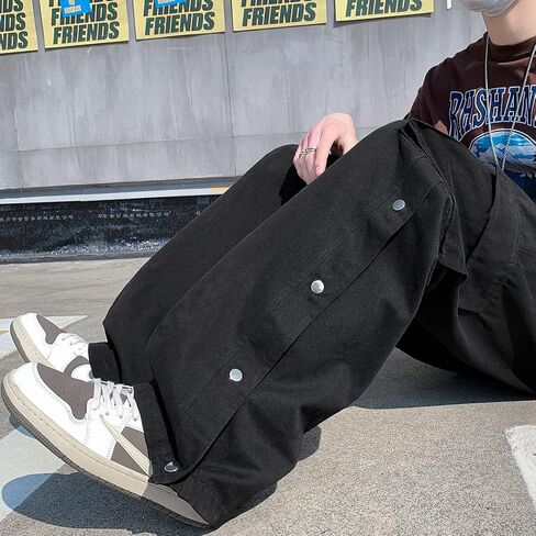 Arynna Goth Baggy Cargo Pants with Pockets for Men Women Y2K Straight Leg Joggers Casual Streetwear Loose Pants in Kuwait