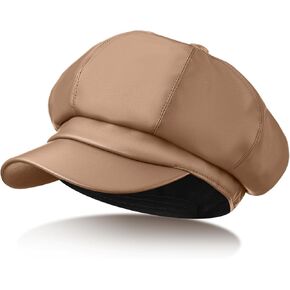 Floraltop Gatsby Newsboy Caps for Women 8 Panel PU Leather Apple Cap Vintage Beret Hat Gatsbie Cap for Women Girls Gift in Kuwait