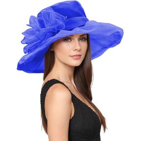 Durio Womens Kentuky Derby Hats Wide Brim Tea Party Hat for Women Organza Church Hats Wedding Fascinator Hats for Women in Saudi Arabia