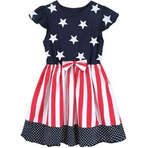 Little Hand Girls 4th of July Dress American Flag Skirt Kids Patriotic Clothes Stripe Sleeveless Tank Dresses 2-8 Years