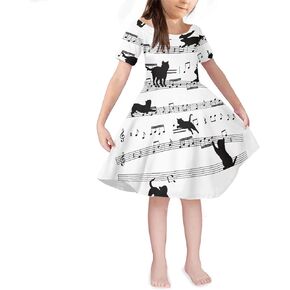 SEANATIVE Girls Short Sleeve Dress Summer Twirly Skater Casual Dress for 3-14Years