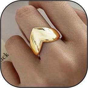 Chunky Heart Ring for Women Gold Chunky Ring Signet Ring Adjustable Thick Heart Ring Valentines Day Gifts for Her in Kuwait