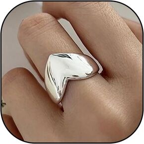 Chunky Heart Ring for Women Gold Chunky Ring Signet Ring Adjustable Thick Heart Ring Valentines Day Gifts for Her