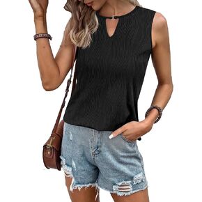 Zeagoo Tank Top for Women 2024 Keyhole Neck Sleeveless Blouses Summer Business Casual Basic Shirts