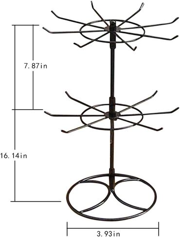 Asdomo 2 Tier/3 Tier Counter Top Spinner Rack مجوهرات منظم برج قلادة شجرة عرض موقف (أسود) in Kuwait