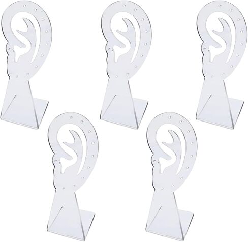 حامل أقراط من 5 قطع من Nwsrayu، حامل عرض ذو 10 فتحات للأذن، حامل عرض مجوهرات على شكل أذن، منظم عرض بلاستيكي in Kuwait