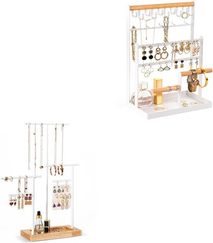 ProCase 360 Rotating Necklace Holder Earrings Storage Bundle with 6 Tier Jewelry Stand Necklace Holder with 15 Hooks in Saudi Arabia