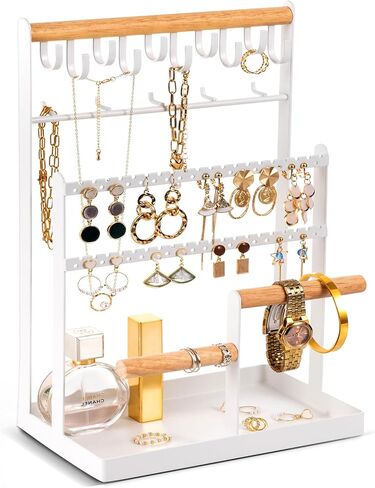 ProCase 360 Rotating Necklace Holder Earrings Storage Bundle with 6 Tier Jewelry Stand Necklace Holder with 15 Hooks in Saudi Arabia