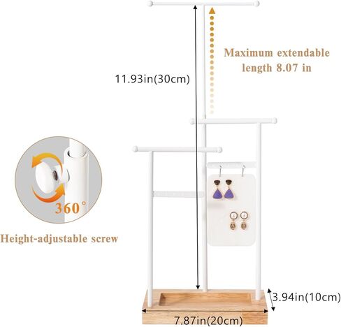 ProCase 360 Rotating Necklace Holder Earrings Storage Bundle with 6 Tier Jewelry Stand Necklace Holder with 15 Hooks in Saudi Arabia