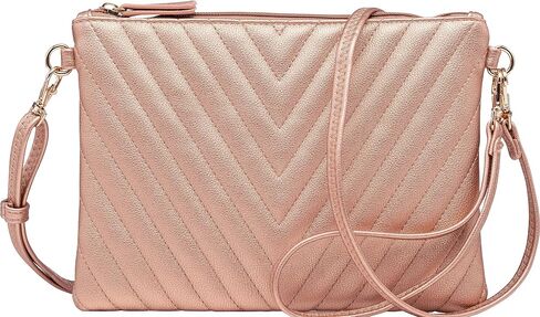 B BRENTANO Chevron Embroidered Crossbody Clutch Bag Pouch with Removable Wristlet & Adjustable Shoulder Strap in Kuwait