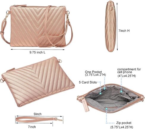 B BRENTANO Chevron Embroidered Crossbody Clutch Bag Pouch with Removable Wristlet & Adjustable Shoulder Strap in Kuwait