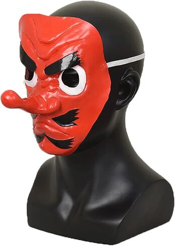 LINKOM Demon Urokodaki Sakonji Cosplay Mask Red Latex Mask with Long Nose Halloween Costume Accessory in Saudi Arabia