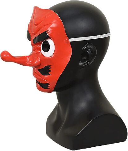 LINKOM Demon Urokodaki Sakonji Cosplay Mask Red Latex Mask with Long Nose Halloween Costume Accessory in Saudi Arabia