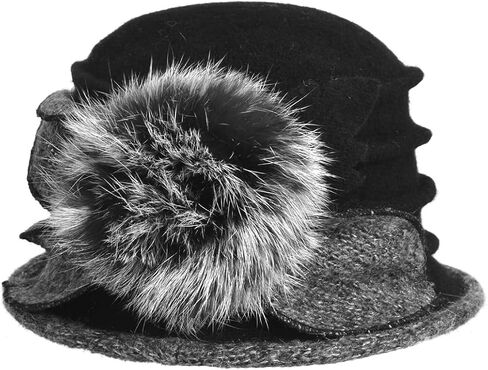 Lady 100% Wool Floral Bucket Cloche Bowler Hat Felt Dress Hat XC020 in Saudi Arabia