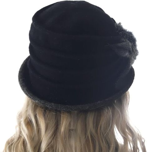 Lady 100% Wool Floral Bucket Cloche Bowler Hat Felt Dress Hat XC020 in Saudi Arabia
