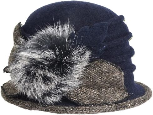Lady 100% Wool Floral Bucket Cloche Bowler Hat Felt Dress Hat XC020 in Saudi Arabia
