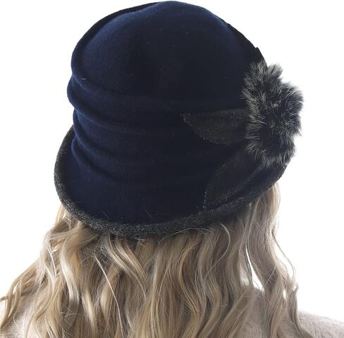 Lady 100% Wool Floral Bucket Cloche Bowler Hat Felt Dress Hat XC020 in Saudi Arabia