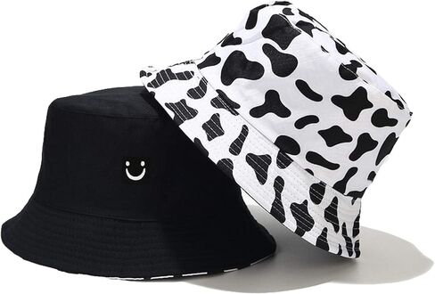 بقرة طباعة دلو قبعة المرأة عكسها لطيف الشمس القبعات الفتيات الشاطئ السفر الصيف في الهواء الطلق قبعة in Kuwait