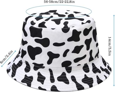 بقرة طباعة دلو قبعة المرأة عكسها لطيف الشمس القبعات الفتيات الشاطئ السفر الصيف في الهواء الطلق قبعة in Kuwait