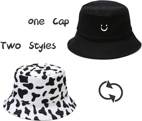 بقرة طباعة دلو قبعة المرأة عكسها لطيف الشمس القبعات الفتيات الشاطئ السفر الصيف في الهواء الطلق قبعة in Kuwait