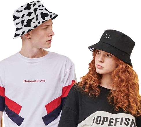 بقرة طباعة دلو قبعة المرأة عكسها لطيف الشمس القبعات الفتيات الشاطئ السفر الصيف في الهواء الطلق قبعة in Kuwait