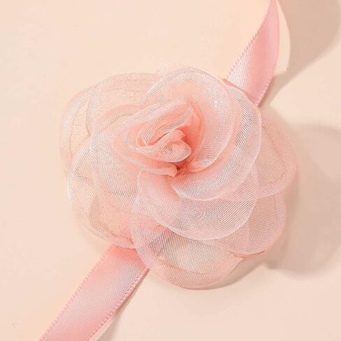 YienDoo Lace Bow Choker Camellia Flower Lace-up Necklace Long Ribbon Floral Neckband Choker Gothic Necklace Jewelry for Women in Kuwait