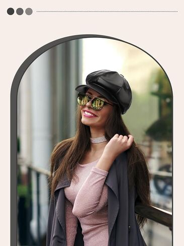 فلورالتوب غاتسبي موزع الصحف قبعات للنساء 8 لوحة بولي Leather الجلود أبل قبعة خمر قبعة البيريه غاتسبي قبعة للنساء الفتيات هدية in Kuwait