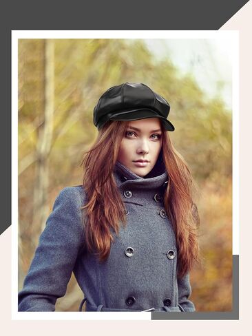 فلورالتوب غاتسبي موزع الصحف قبعات للنساء 8 لوحة بولي Leather الجلود أبل قبعة خمر قبعة البيريه غاتسبي قبعة للنساء الفتيات هدية in Kuwait