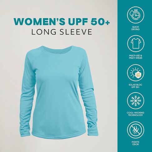 تي شيرت نسائي من Vapor Apparel بعامل حماية من أشعة الشمس فوق البنفسجية 50+ وأكمام طويلة وأداء مناسب للرياضة والخارج in Kuwait