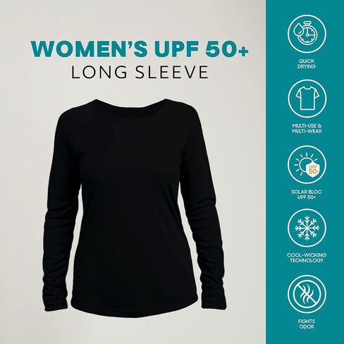 تي شيرت نسائي من Vapor Apparel بعامل حماية من أشعة الشمس فوق البنفسجية 50+ وأكمام طويلة وأداء مناسب للرياضة والخارج in Kuwait