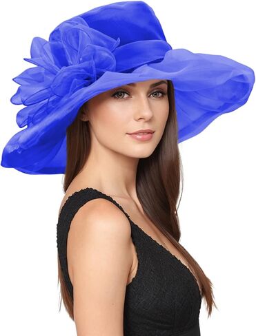 Durio Womens Kentuky Derby Hats Wide Brim Tea Party Hat for Women Organza Church Hats Wedding Fascinator Hats for Women in Saudi Arabia