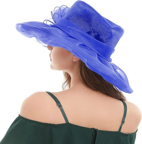 Durio Womens Kentuky Derby Hats Wide Brim Tea Party Hat for Women Organza Church Hats Wedding Fascinator Hats for Women in Saudi Arabia