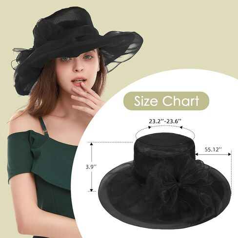 Durio Womens Kentuky Derby Hats Wide Brim Tea Party Hat for Women Organza Church Hats Wedding Fascinator Hats for Women in Saudi Arabia