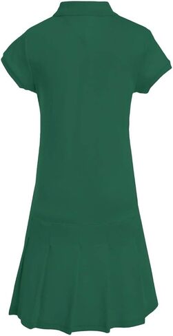 Tommy Hilfiger Short Sleeve Girls Interlock Polo Dress, Kids School Uniform Clothes, Pleated in Kuwait