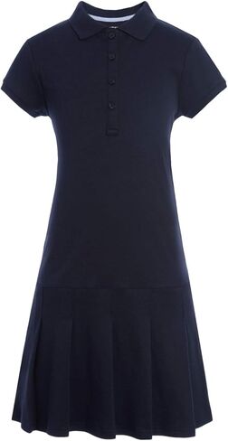 Tommy Hilfiger Short Sleeve Girls Interlock Polo Dress, Kids School Uniform Clothes, Pleated in Kuwait