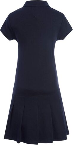 Tommy Hilfiger Short Sleeve Girls Interlock Polo Dress, Kids School Uniform Clothes, Pleated in Kuwait