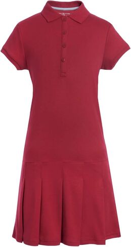 Tommy Hilfiger Short Sleeve Girls Interlock Polo Dress, Kids School Uniform Clothes, Pleated in Kuwait