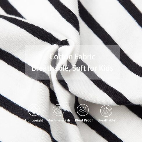 LittleSpring Girls Short Sleeve Striped Crop Tops with Tie Front Knot in Saudi Arabia