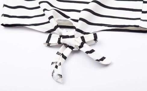 LittleSpring Girls Short Sleeve Striped Crop Tops with Tie Front Knot in Saudi Arabia