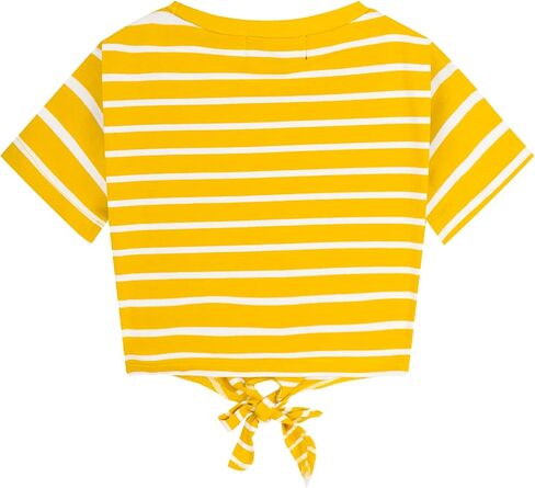 LittleSpring Girls Short Sleeve Striped Crop Tops with Tie Front Knot in Saudi Arabia