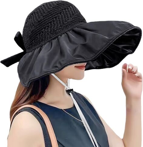Bienvenu UPF 50+ قبعة شمسية نسائية ذات حافة كبيرة، قبعات بستنة قابلة للطي على الشاطئ in Kuwait