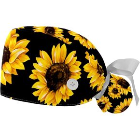 Anna Cowper 2 PCS Bouffant Cap with Button Ponytail Pouch Working Cap Sweatband Adjustable Surgical Cap Black and White Cow in Saudi Arabia