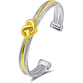 UNY JEWEL Women Jewelry Make a Statement Stylish Double Twisted Cable Wire Tie a Love Knots Cuff Bangle Christmas Gifts in Kuwait