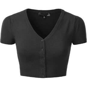 EIMIN Women's Fitted V-Neck Bolero Shrug Cropped Short Sleeve Cardigan Sweater (S-3X) in Kuwait