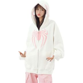 MIFJNF Y2k Hoodie Spider Hoodie Graphic Hoodies Zip Up Hoodie Jacket Hoodies Y2k Sweater Oversized Sweatshirt for Women