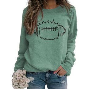 HAN YUAN Womens Game Day Sweatshirt Football Graphic Print Pullover Long Sleeve Crewneck Casual Tops