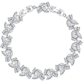 سوار تنس الزفاف للعرائس ووصيفات العروس، مجوهرات فضية مرصعة بالزركونيا المكعبة لحفلات التخرج، سوار فضي لحفلات الزفاف للنساء، 20 سم، نحاسي، زركونيا مكعب in Kuwait