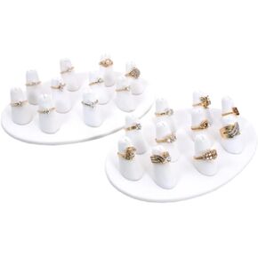 2-10 White Leather Finger Ring Display Jewelry Showcase in Saudi Arabia