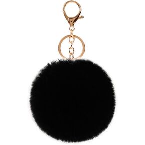 LUVI Artificial Faux Rabbit Fur Keychain Fluffy Plush Ball Pom Charm Key Chain Cute Car Key Decor Purse Handbag for Women